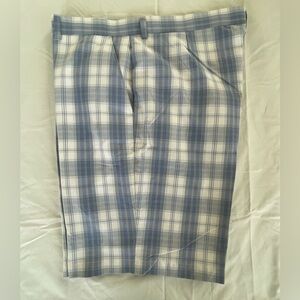 Grand Slam Blue and White Plaid Golf Shorts